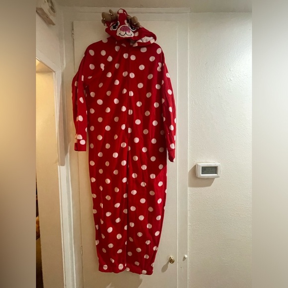 Vintage Justice Reindeer Footie Onesie Pajamas Size Kids 20 Removable footies. - Picture 1 of 8